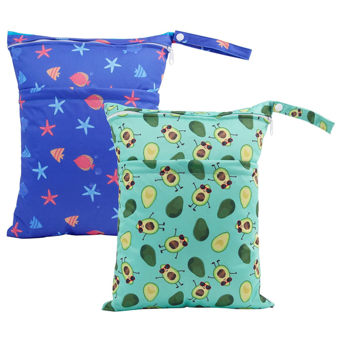 2pcs Reusable Cloth Diaper Wet/Dry Bags