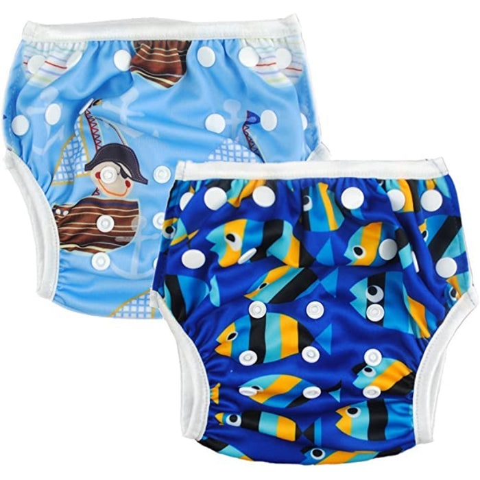 2Pcs Baby Swim Diapers Reusable Washable & Adjustable For Swimming Lesson & Baby Shower Gifts Baby Boy And Girl