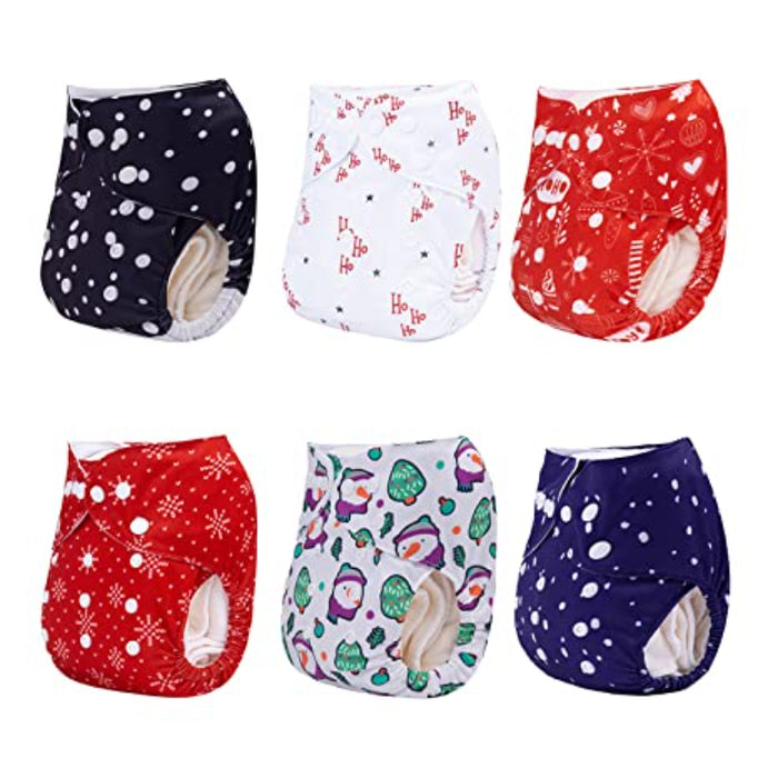 Baby Cloth Diapers One Size Adjustable Washable Reusable 6 Pack With 12 Inserts