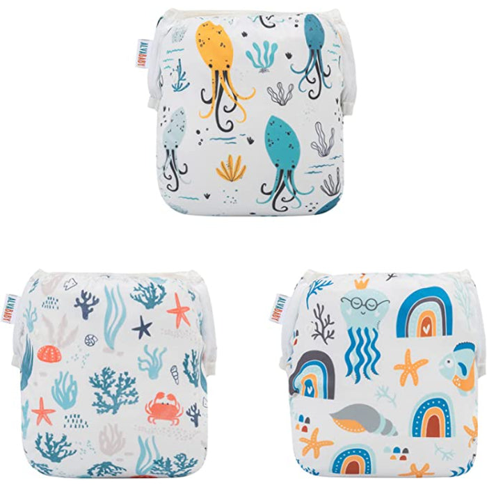 3Pcs Baby Swim Diapers Reusable Washable & Adjustable For Swimming Lesson & Baby Shower Gifts Baby Boy And Girl