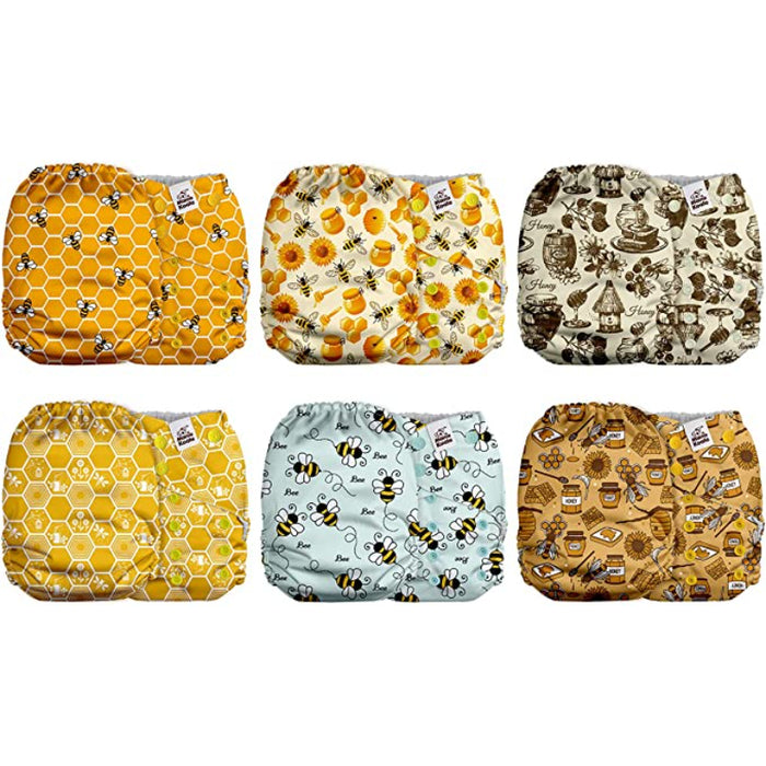 6 Pack Of Baby Cloth Diapers With AWJ Lining And Tummy Panel