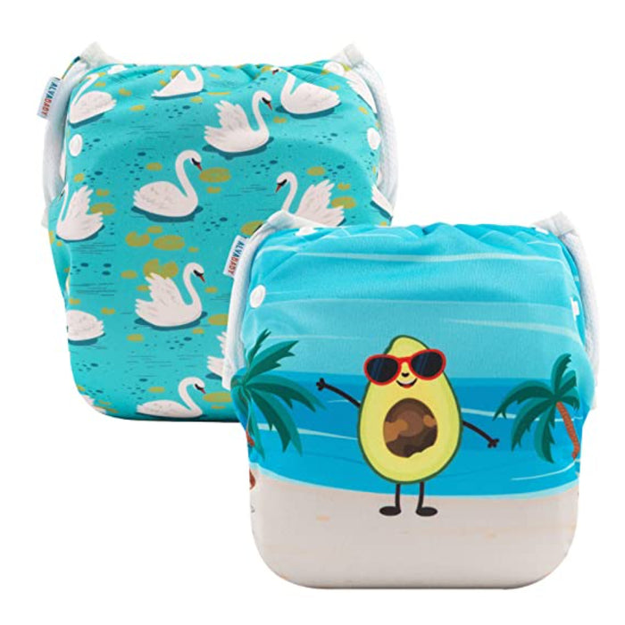 Swim Diapers 2Pcs Baby & Toddler Snap One Size Reusable Adjustable Baby Shower Gifts Baby Boy