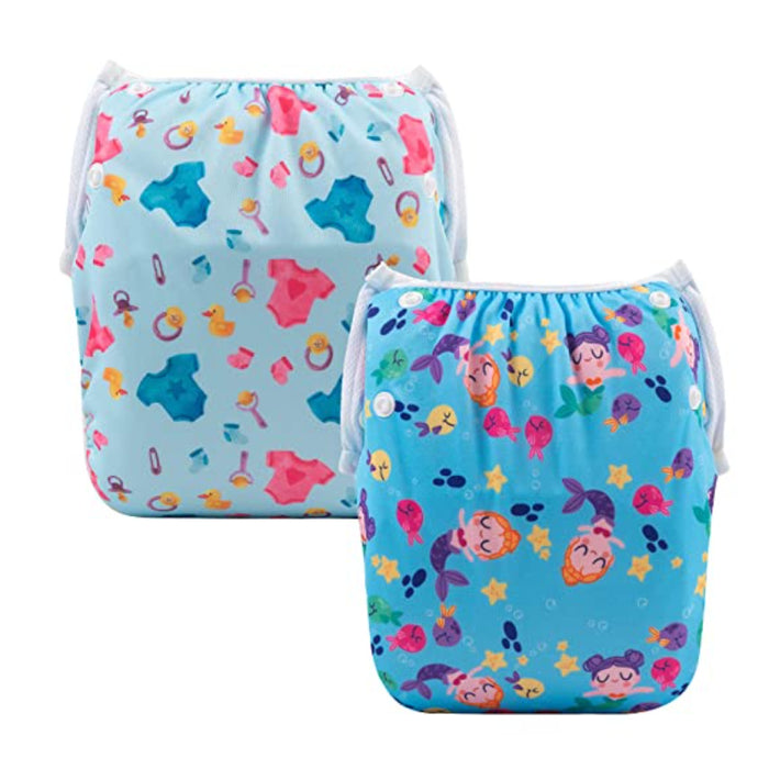 Swim Diapers 2Pcs Baby & Toddler Snap One Size Reusable Adjustable Baby Shower Gifts Baby Boy