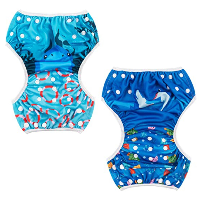 Swim Diapers 2Pcs Baby & Toddler Snap One Size Reusable Adjustable Baby Shower Gifts Baby Boy