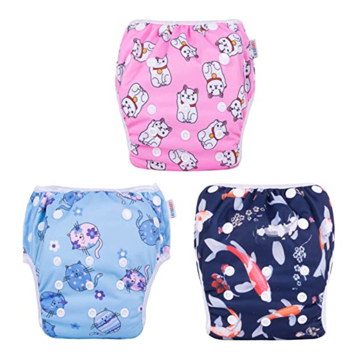 Swim Diapers 3Pcs Baby & Toddler Snap One Size Reusable Adjustable Baby Shower Gifts Baby Boy