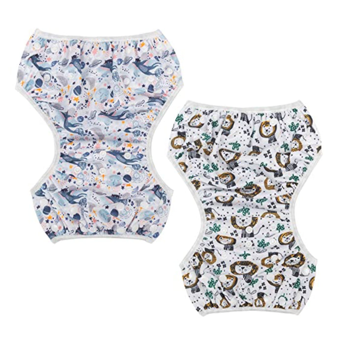 Swim Diapers 2Pcs Baby & Toddler Snap One Size Reusable Adjustable Baby Shower Gifts Baby Boy