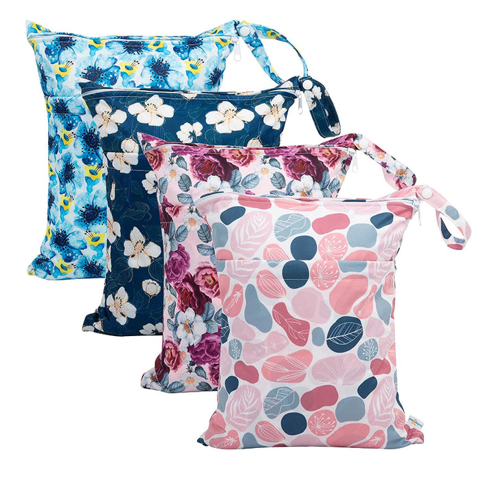 Wet Dry Bags For Baby Cloth Diapers, Washable Travel Bags, Beach, Pool, Gym Bag For Swimsuits & Wet Clothes With 2 Pockets