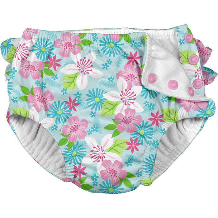 Baby-Girls Ruffle Snap Reusable Absorbent Swimsuit Diaper