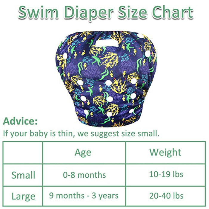 3 Pack Adjustable Reusable Baby Swim Diaper