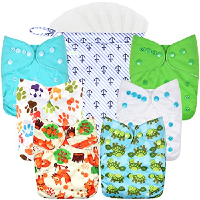 Washable Reusable Baby Cloth Pocket Printed Diapers