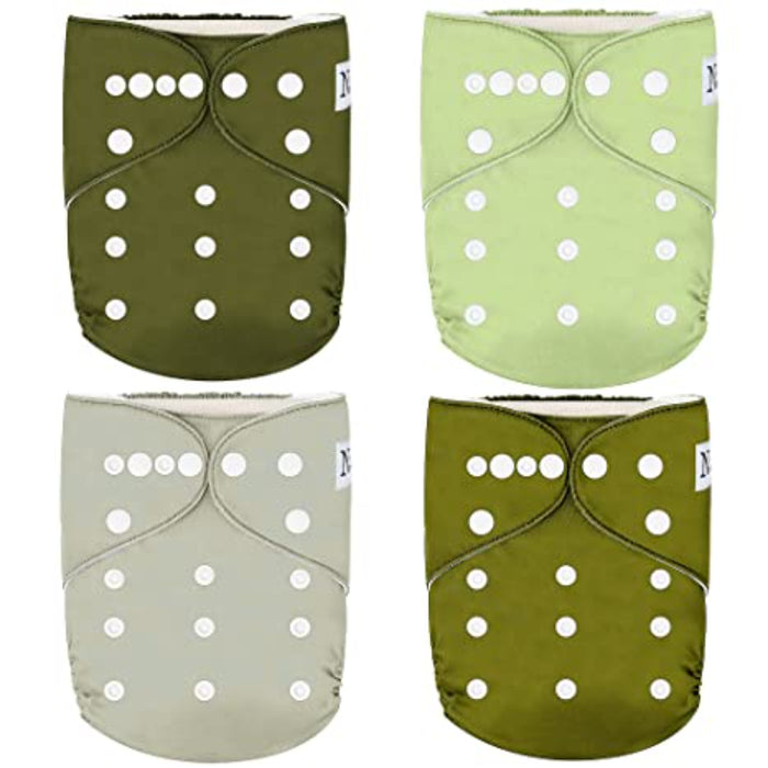 Winter 4-Pack Cloth Pocket Diapers With 4 Bamboo Inserts For Babies