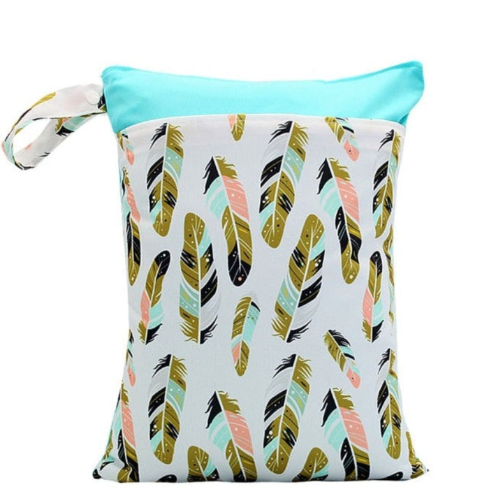 Fashion Printed Reusable Waterproof Wet/Dry Diaper Bag With Handle & Zipper