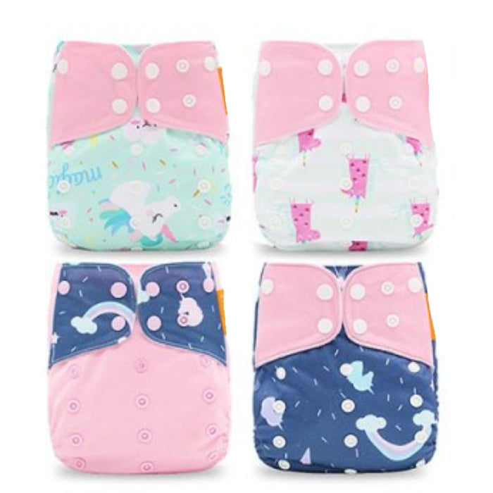 4Pcs Diapers, 4Pcs Inserts and 1Pcs Disposable Liner For 12 to 24 Month Old Babies and Toddlers