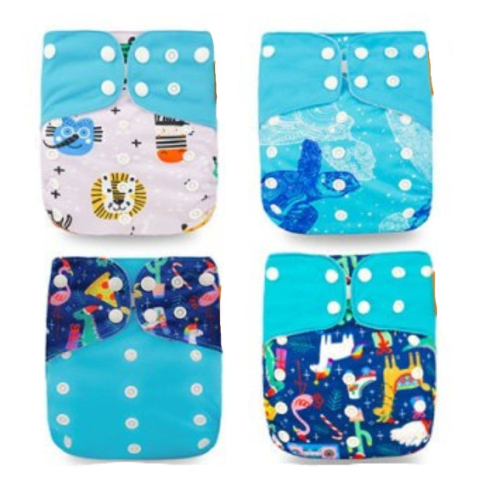 4Pcs Diapers, 4Pcs Inserts and 1Pcs Disposable Liner For 12 to 24 Month Old Babies and Toddlers