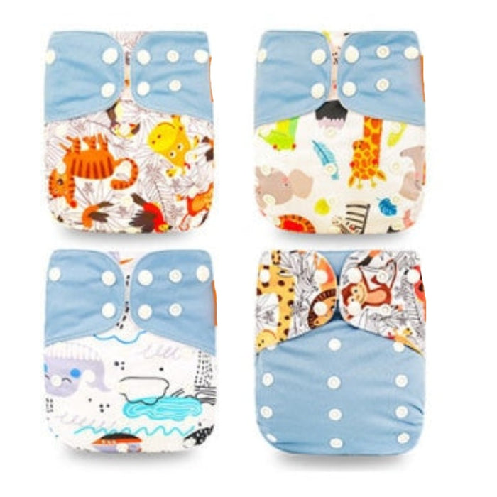 4Pcs Diapers, 4Pcs Inserts and 1Pcs Disposable Liner For 12 to 24 Month Old Babies and Toddlers