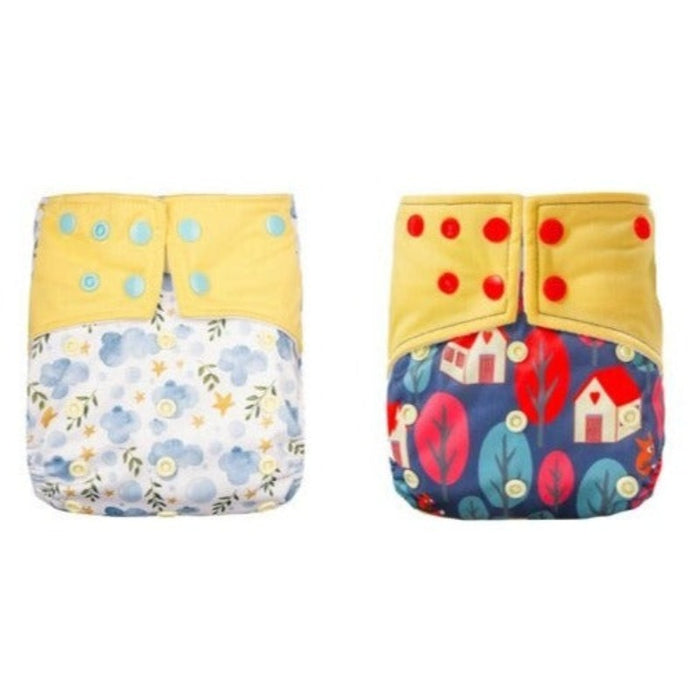 Reusable Suede Cloth Diaper With 2 Packets & 2 Inserts For 0 to 6 Month Old Babies