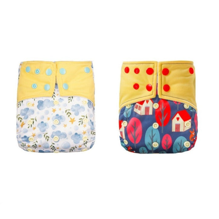 2 Pcs Reusable Cloth Diaper With 2 Packets & 4 Microfiber Inserts For 0 to 6 Months Old Babies & Toddlers