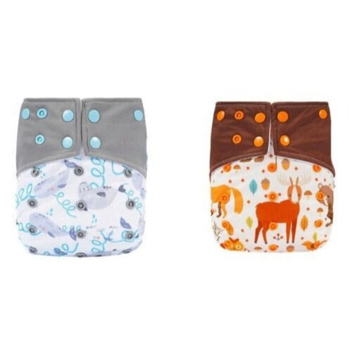 2 Pcs Reusable Cloth Diaper With 2 Packets & 4 Microfiber Inserts For 0 to 6 Months Old Babies & Toddlers